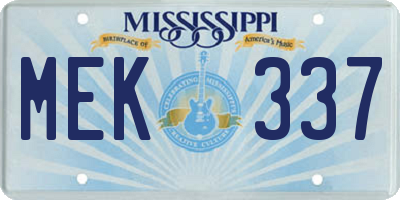 MS license plate MEK337