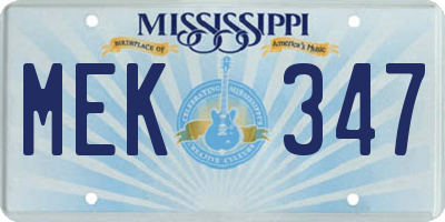 MS license plate MEK347