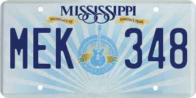 MS license plate MEK348