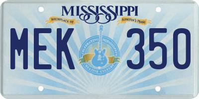 MS license plate MEK350