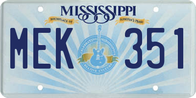 MS license plate MEK351