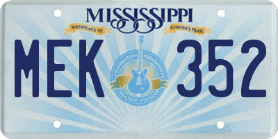 MS license plate MEK352