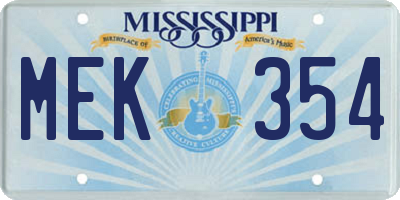 MS license plate MEK354