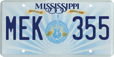 MS license plate MEK355
