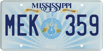 MS license plate MEK359