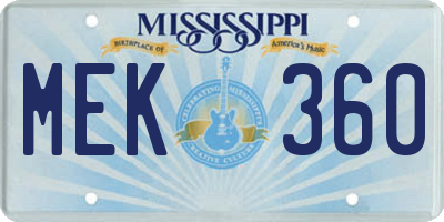 MS license plate MEK360