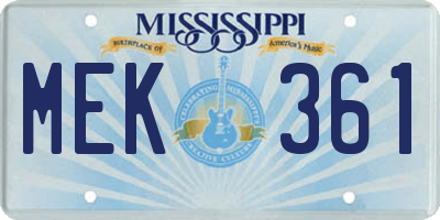 MS license plate MEK361