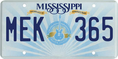 MS license plate MEK365