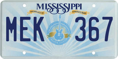MS license plate MEK367