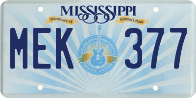 MS license plate MEK377