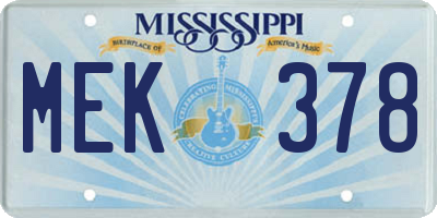 MS license plate MEK378