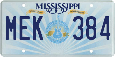 MS license plate MEK384
