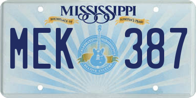 MS license plate MEK387