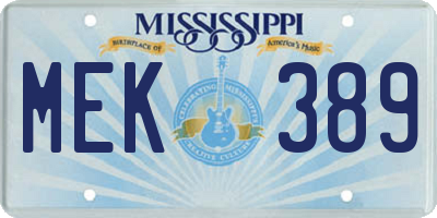 MS license plate MEK389