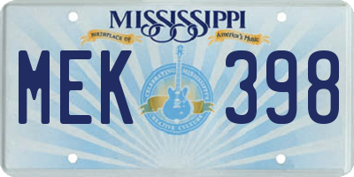 MS license plate MEK398