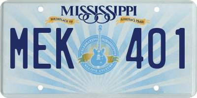 MS license plate MEK401