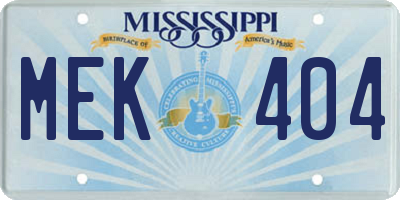 MS license plate MEK404