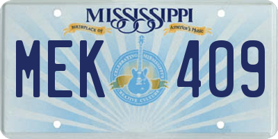 MS license plate MEK409