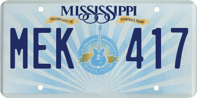 MS license plate MEK417