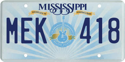 MS license plate MEK418