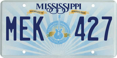 MS license plate MEK427
