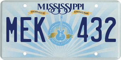 MS license plate MEK432