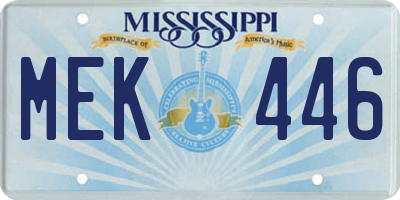 MS license plate MEK446