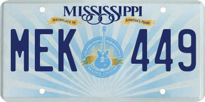 MS license plate MEK449
