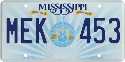 MS license plate MEK453
