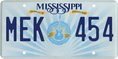 MS license plate MEK454