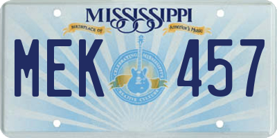 MS license plate MEK457