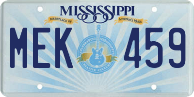MS license plate MEK459