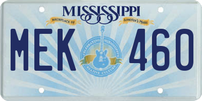 MS license plate MEK460