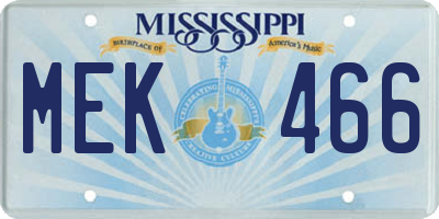 MS license plate MEK466