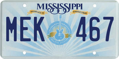 MS license plate MEK467