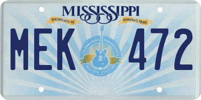 MS license plate MEK472
