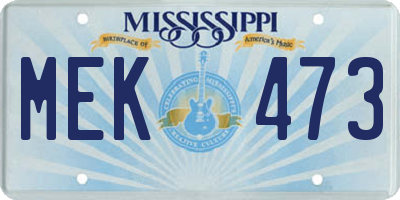 MS license plate MEK473