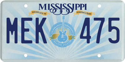 MS license plate MEK475