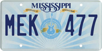 MS license plate MEK477
