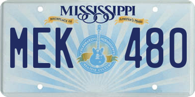 MS license plate MEK480