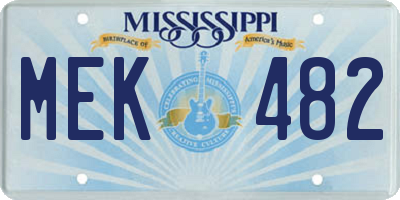 MS license plate MEK482