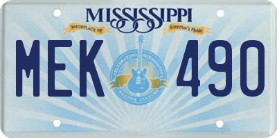 MS license plate MEK490