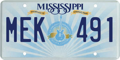 MS license plate MEK491
