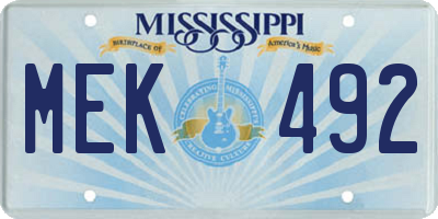 MS license plate MEK492