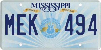 MS license plate MEK494