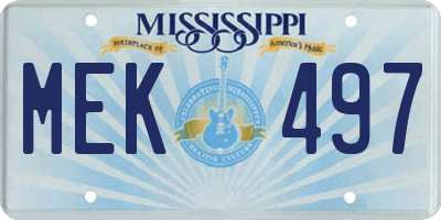 MS license plate MEK497