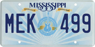 MS license plate MEK499