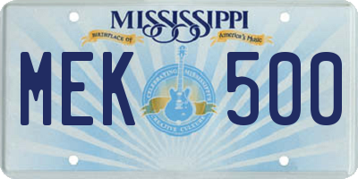 MS license plate MEK500