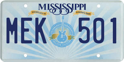 MS license plate MEK501