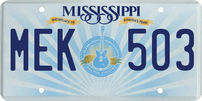 MS license plate MEK503